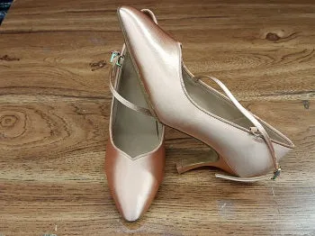 2.5" Monica -- Women's Flare Heel Standard Ballroom Shoe -- Tan Satin