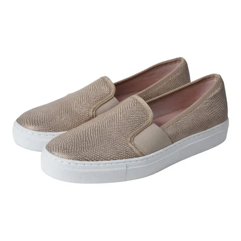 45925 - Beige Croc Leather Slip On for Teen/Women by Pretty Ballerinas