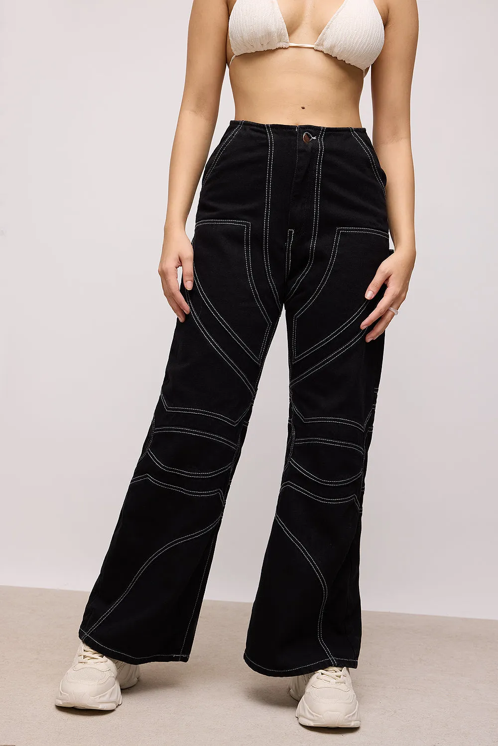 Abstract Black Wide Pants