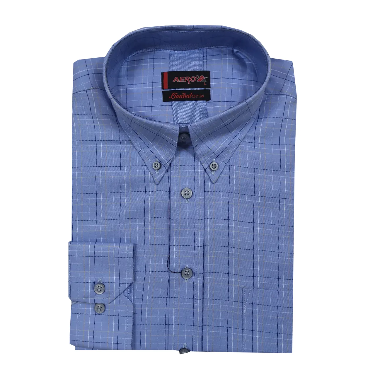 Aero LS Light Blue Check Shirt