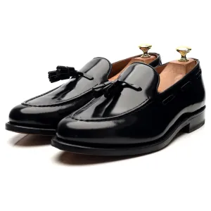 'Barcelona' Black Leather Tassel Loafers UK 8.5 F