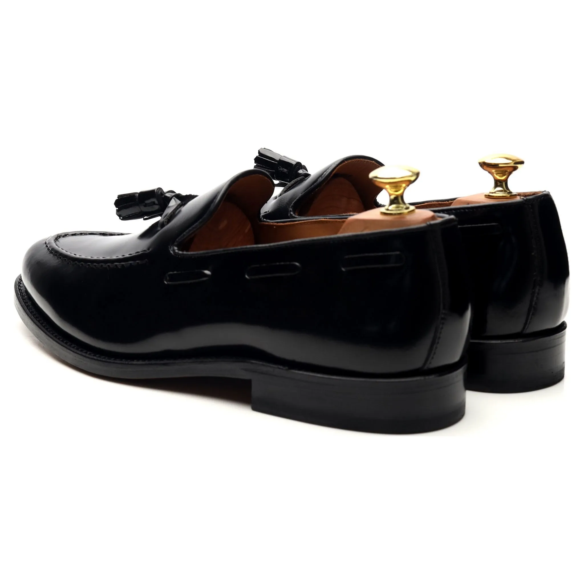 'Barcelona' Black Leather Tassel Loafers UK 8.5 F