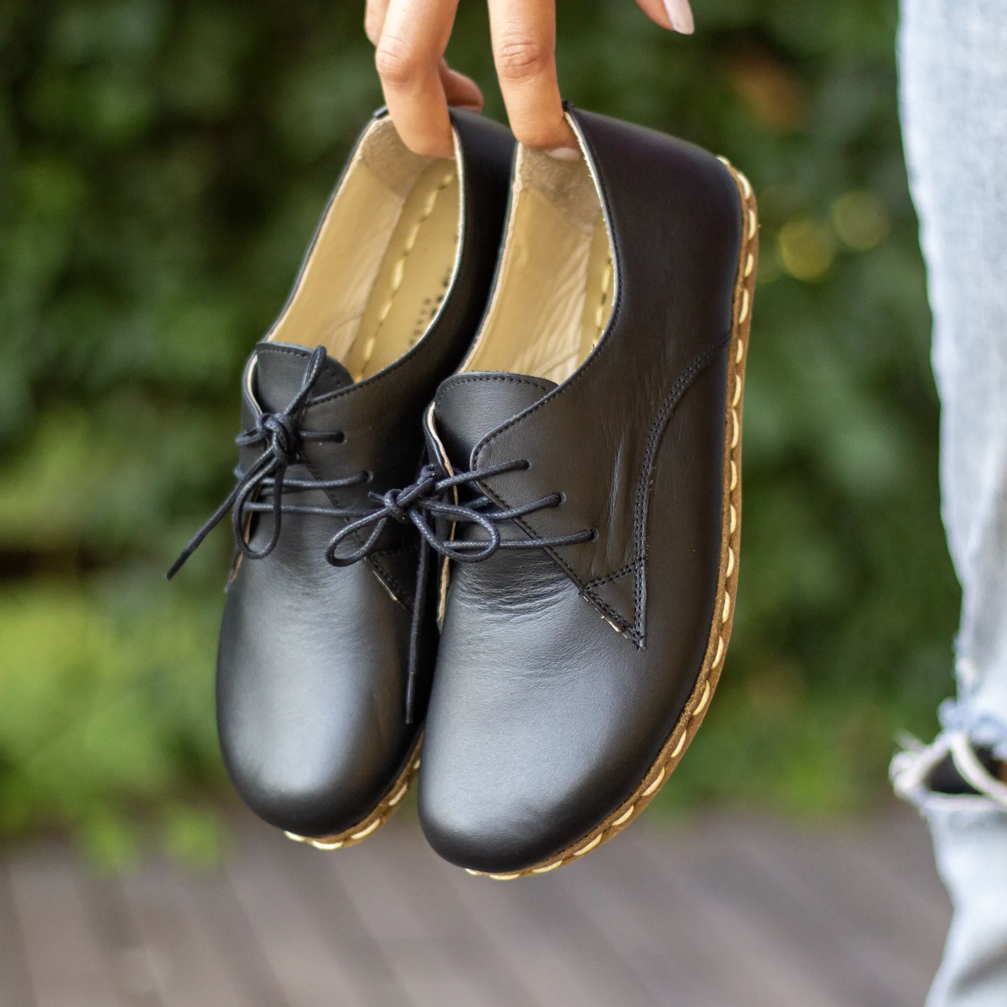 Barefoot Oxford Shoes Women - Laced Navy Blue