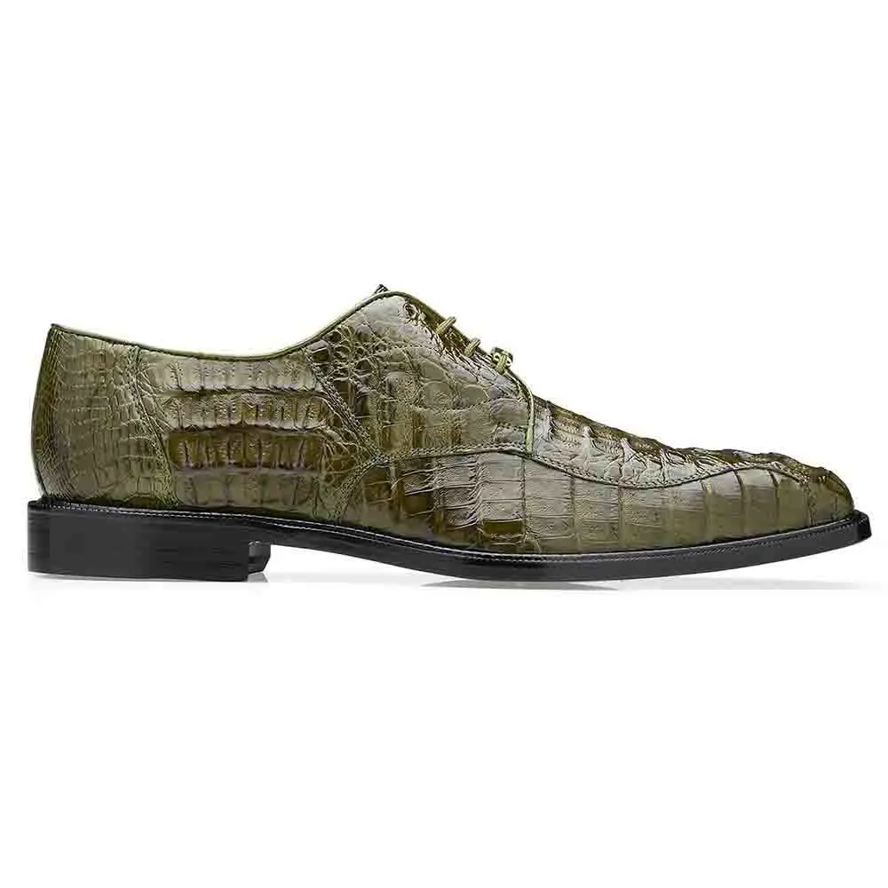 Belvedere Chapo Olive Genuine Hornback Crocodile Men's Dress Shoe