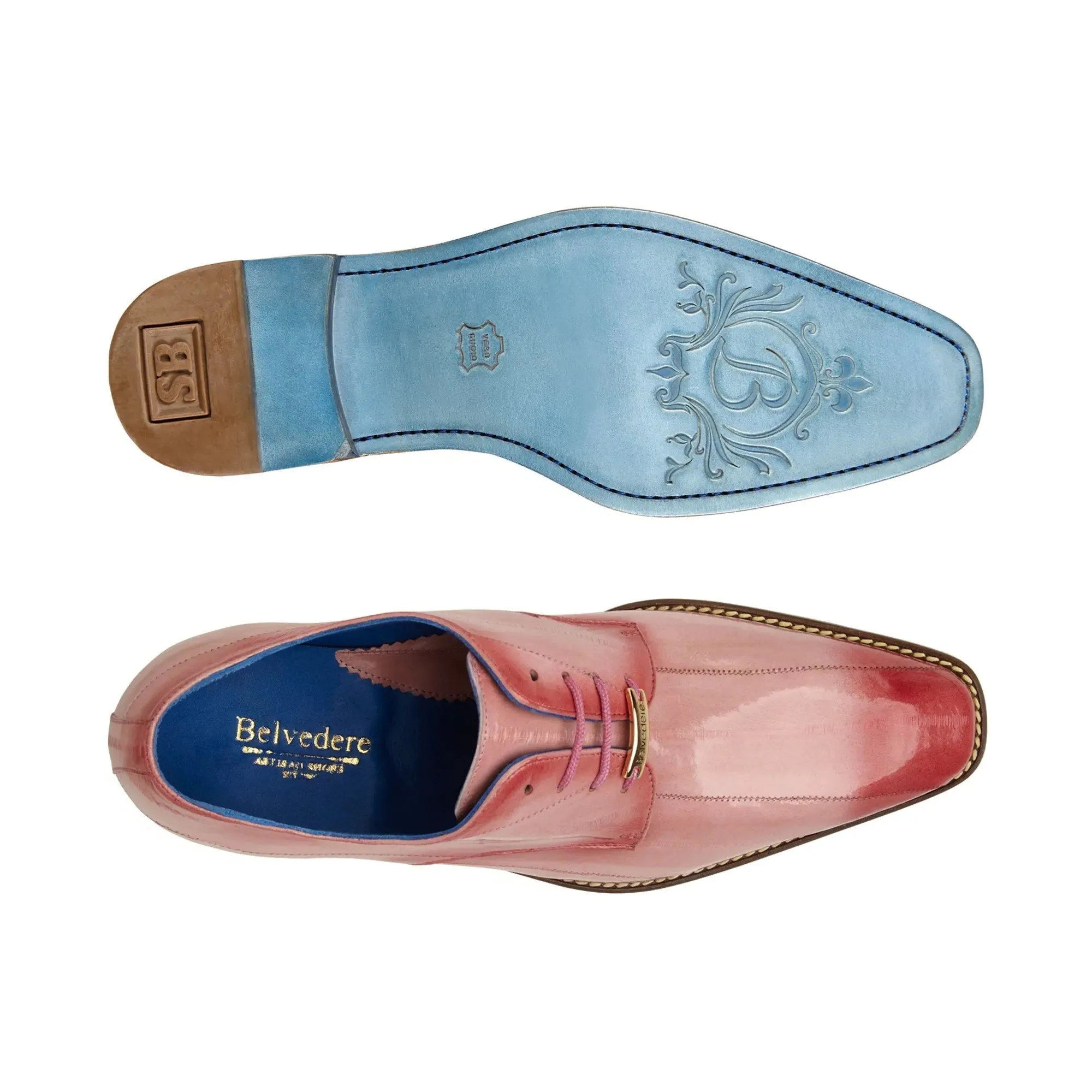 Belvedere Italo in Antique Pink Genuine Hand-Painted Eel Oxfords