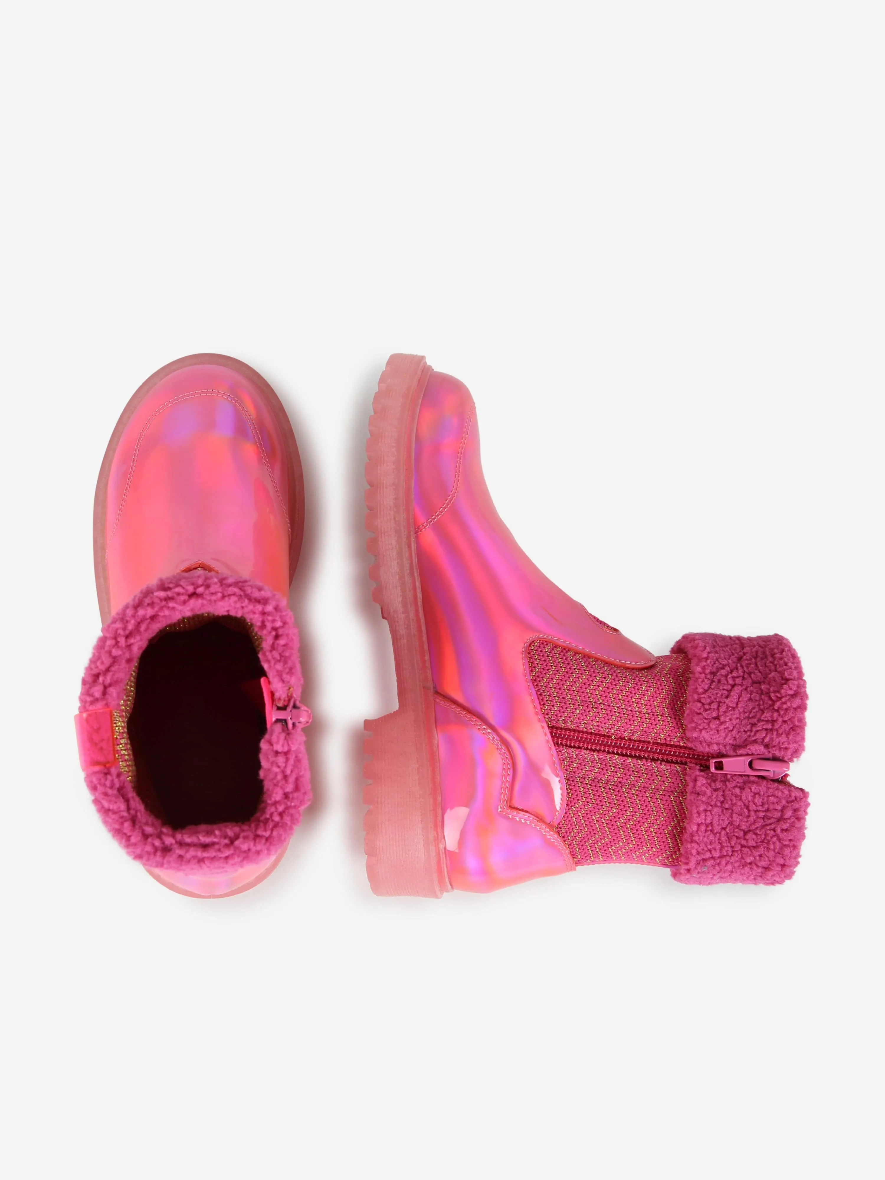 Billieblush Girls Iridescent Ankle Boots in Pink