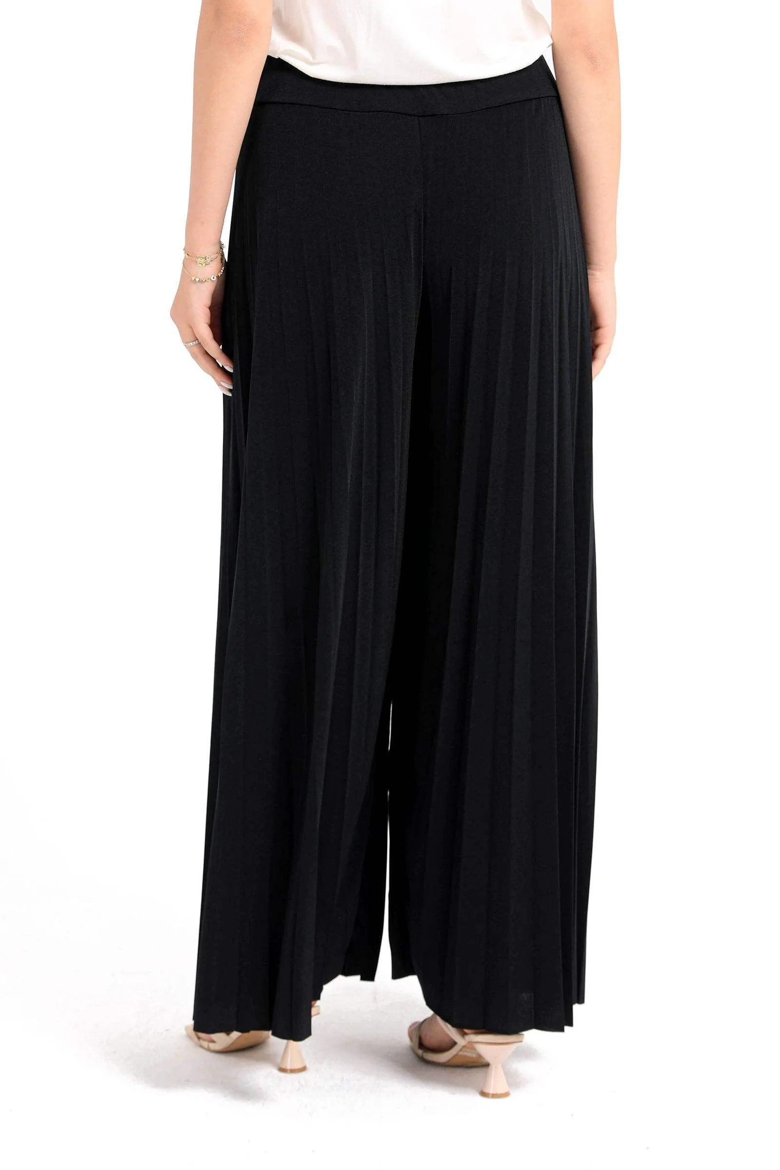 Black Pleated Wide Leg Pants