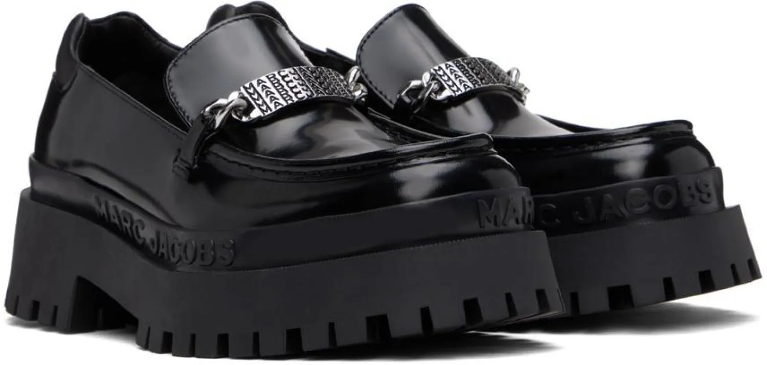 Black 'The Leather Barcode Monogram' Loafers