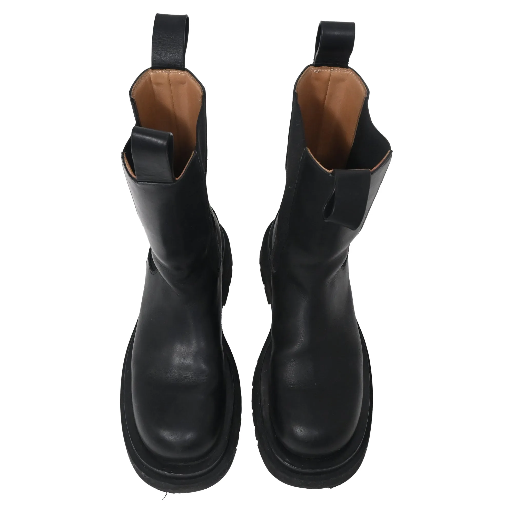 Bottega Veneta Lug Boots in Black Leather