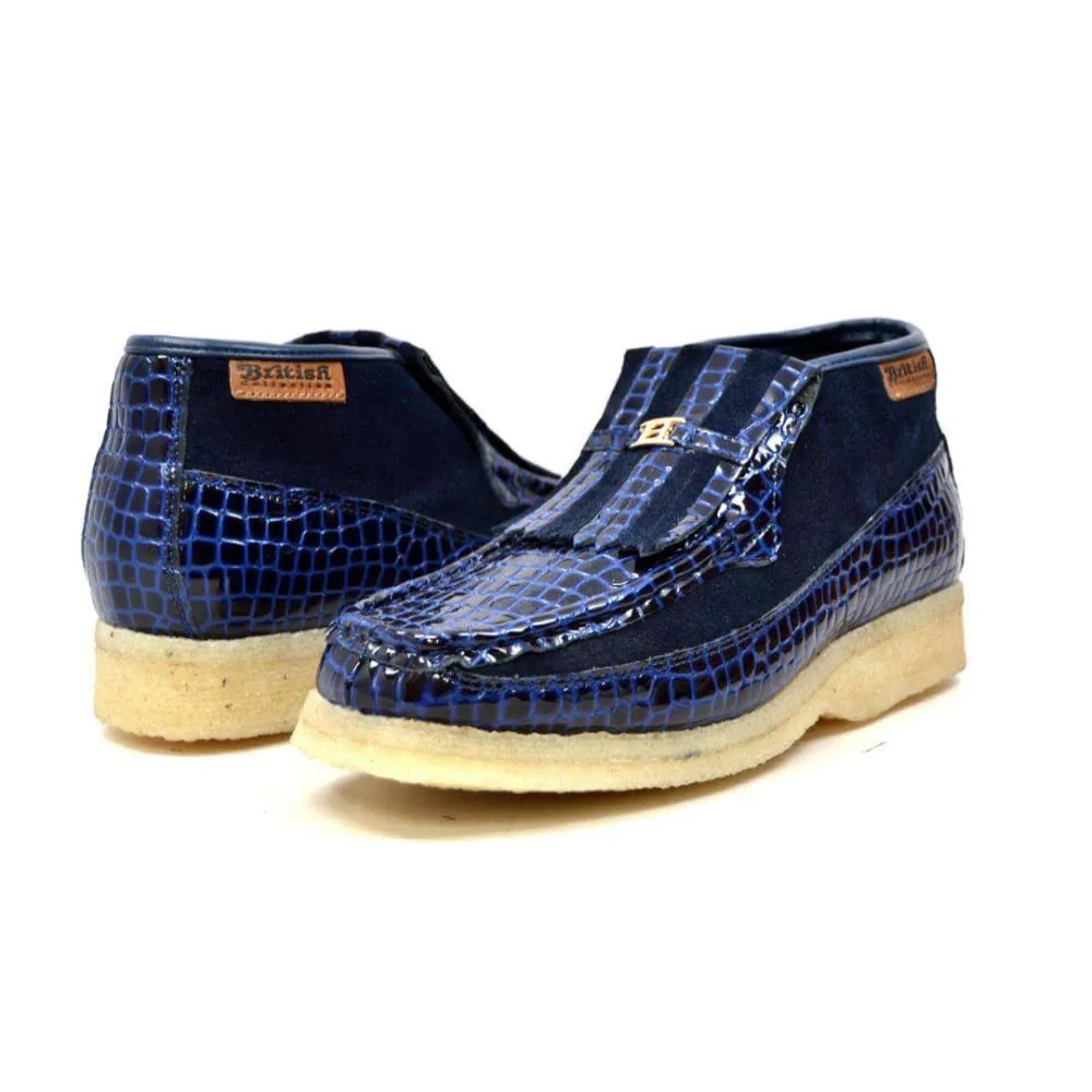 British Walkers Apollo Croc Men's Crocodile Leather and Suede Slip On Crepe Sole