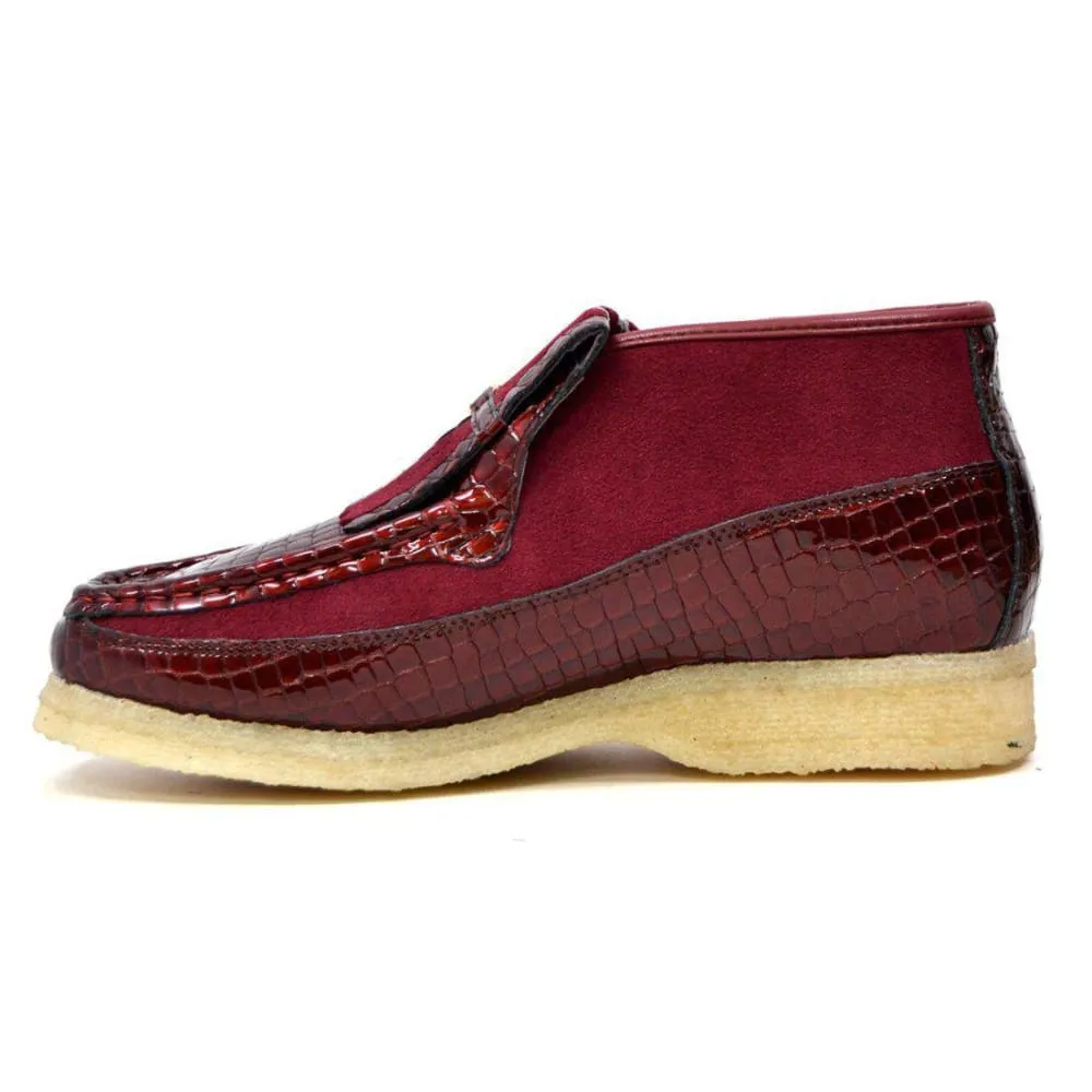 British Walkers Apollo Croc Men's Crocodile Leather and Suede Slip On Crepe Sole