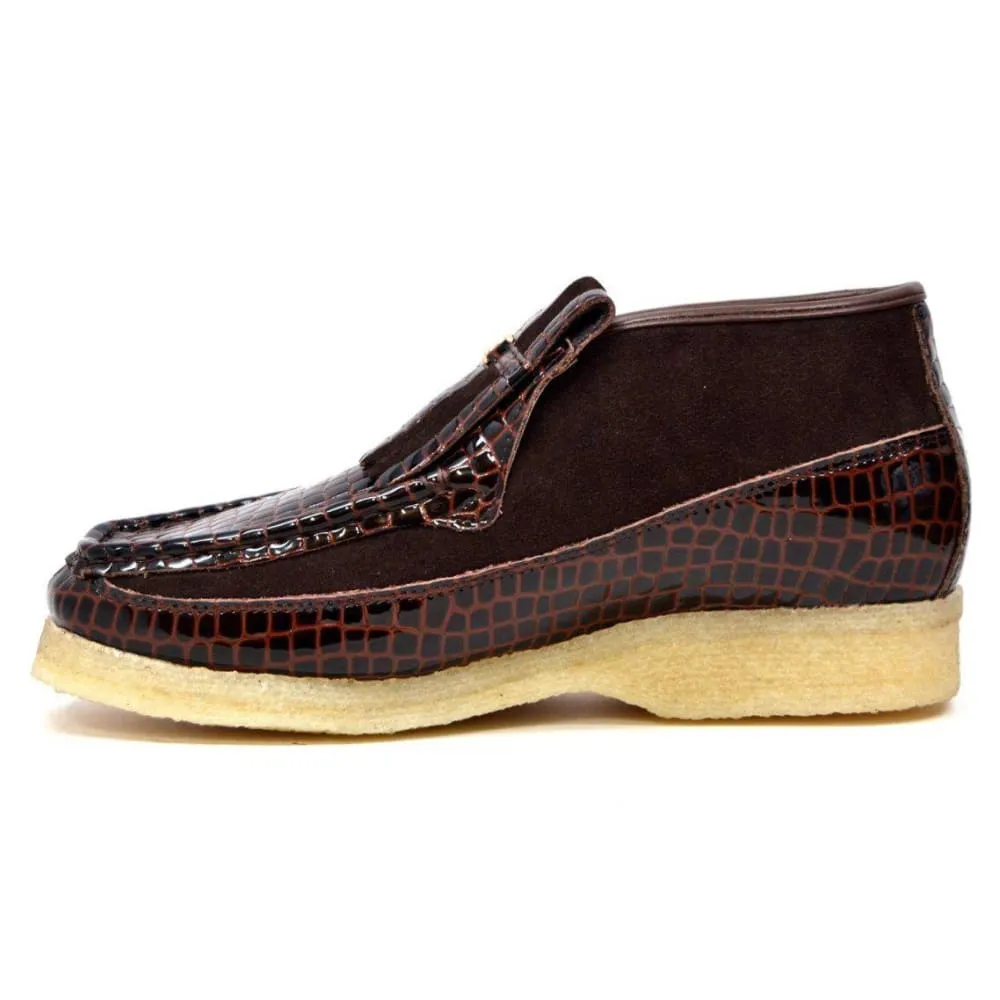 British Walkers Apollo Croc Men's Crocodile Leather and Suede Slip On Crepe Sole