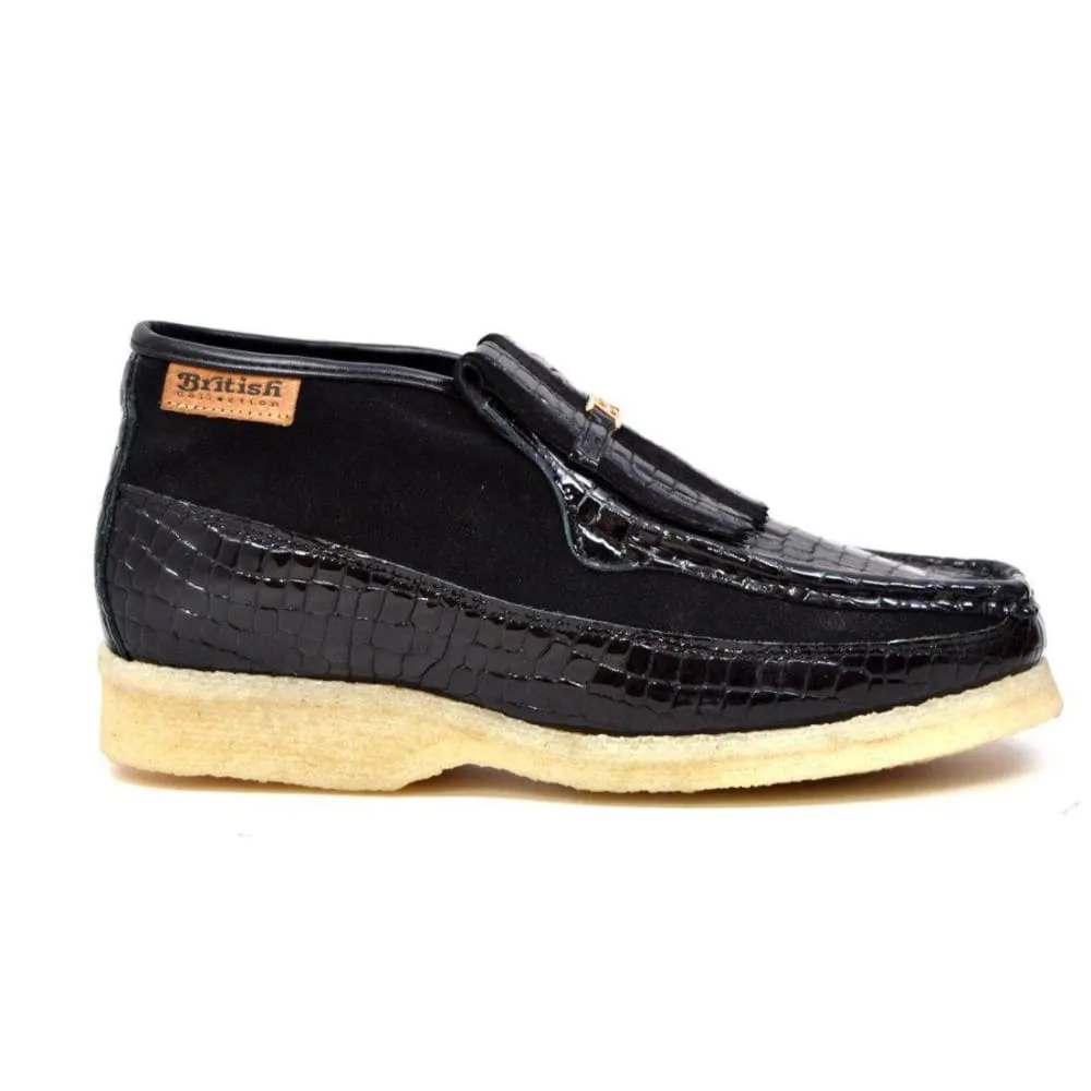 British Walkers Apollo Croc Men's Crocodile Leather and Suede Slip On Crepe Sole