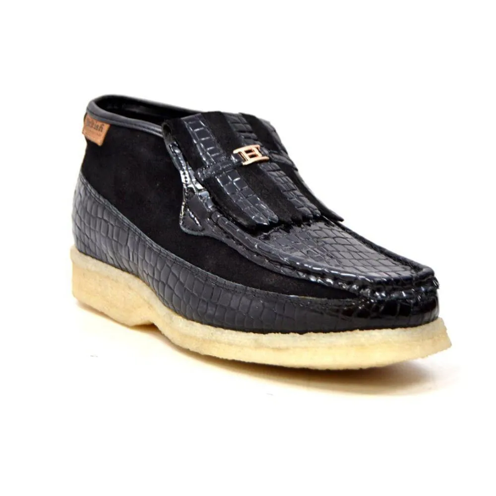 British Walkers Apollo Croc Men's Crocodile Leather and Suede Slip On Crepe Sole