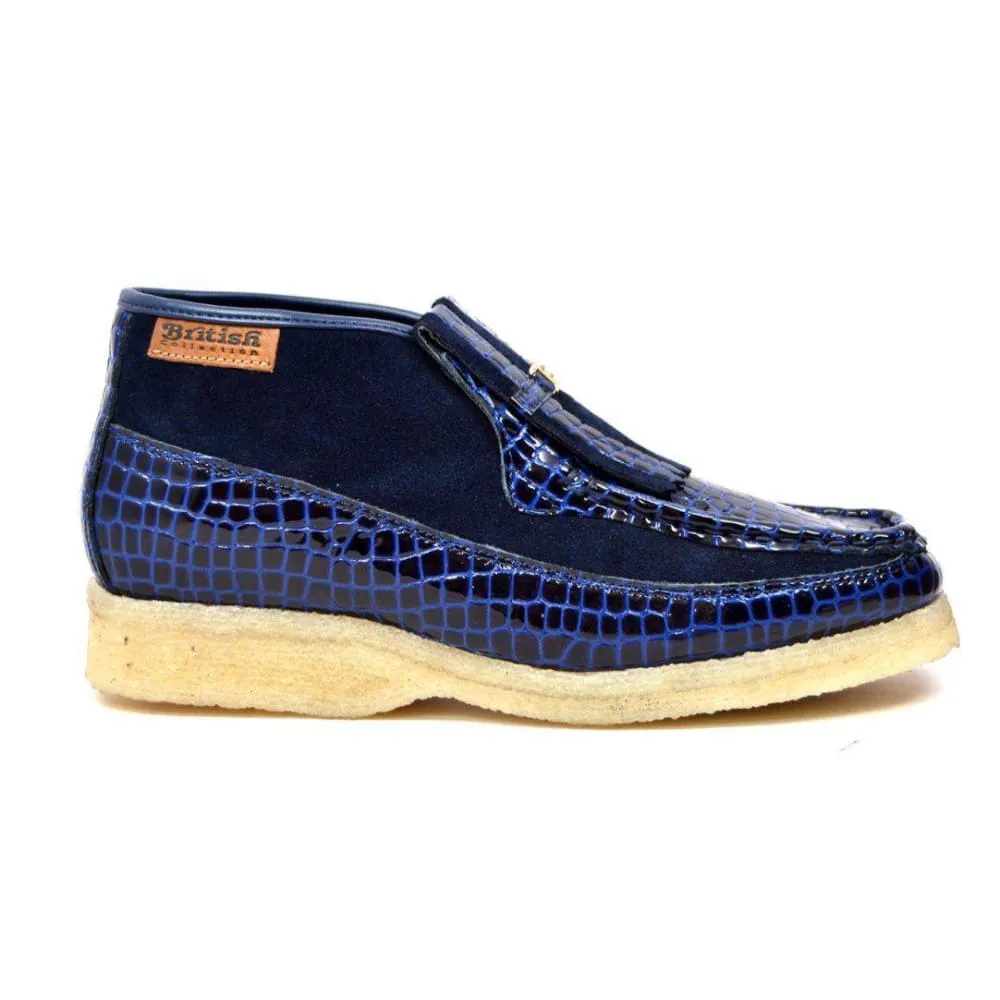 British Walkers Apollo Croc Men's Crocodile Leather and Suede Slip On Crepe Sole