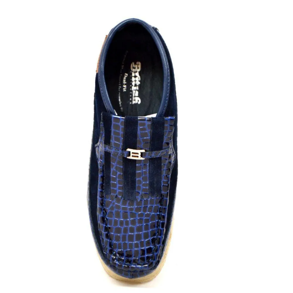 British Walkers Apollo Croc Men's Crocodile Leather and Suede Slip On Crepe Sole