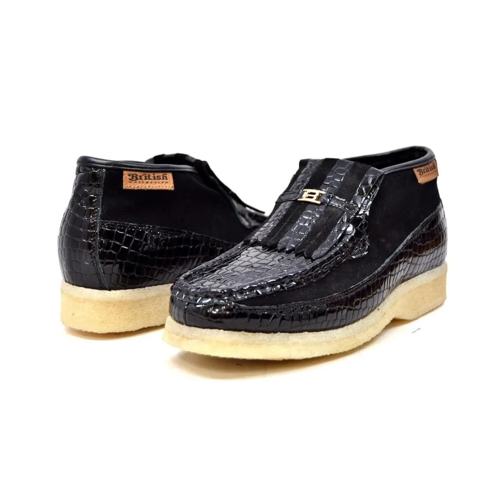 British Walkers Apollo Croc Men's Crocodile Leather and Suede Slip On Crepe Sole