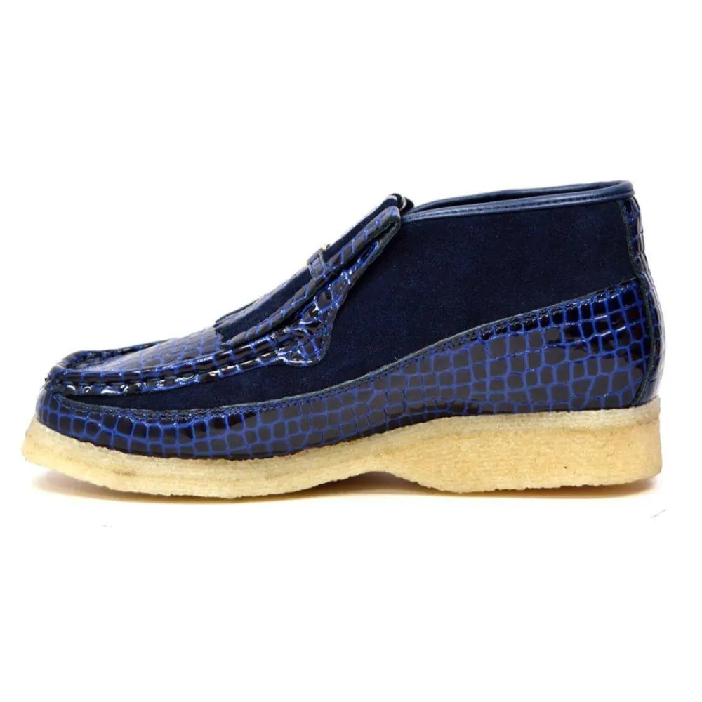 British Walkers Apollo Croc Men's Crocodile Leather and Suede Slip On Crepe Sole