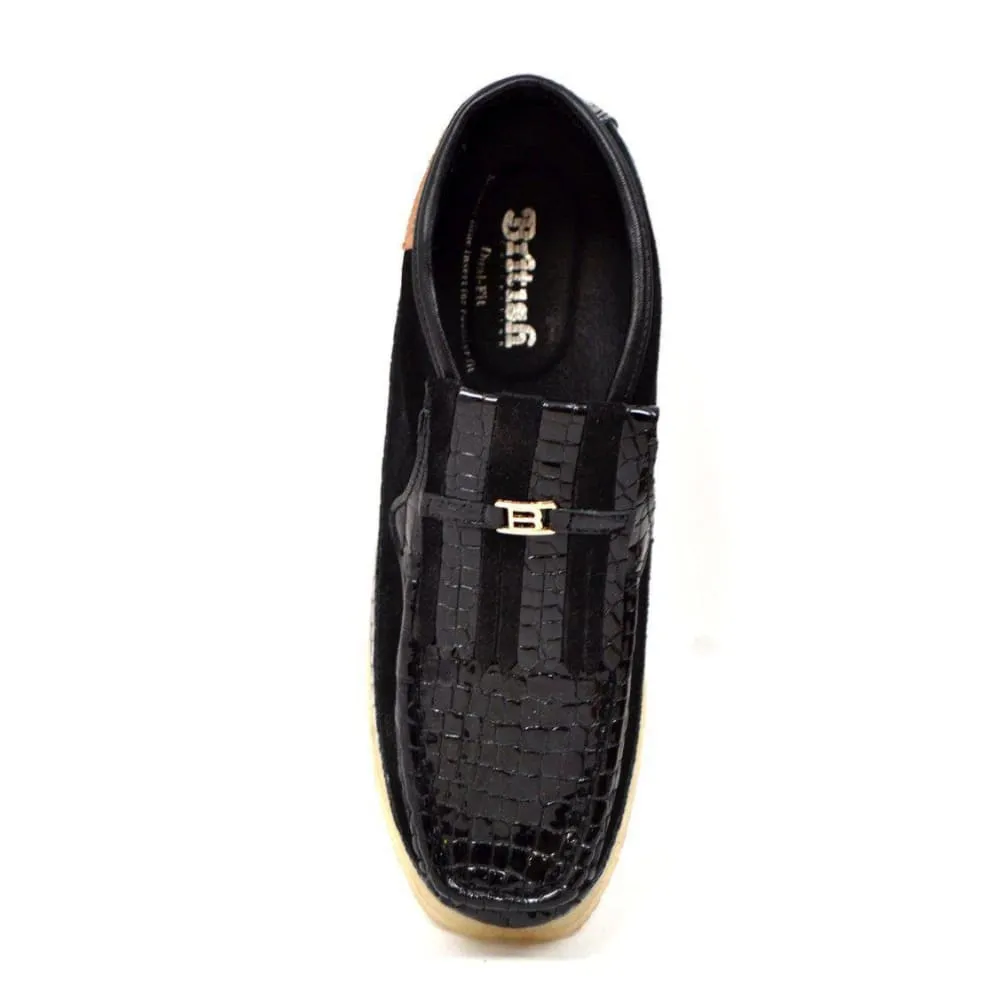 British Walkers Apollo Croc Men's Crocodile Leather and Suede Slip On Crepe Sole