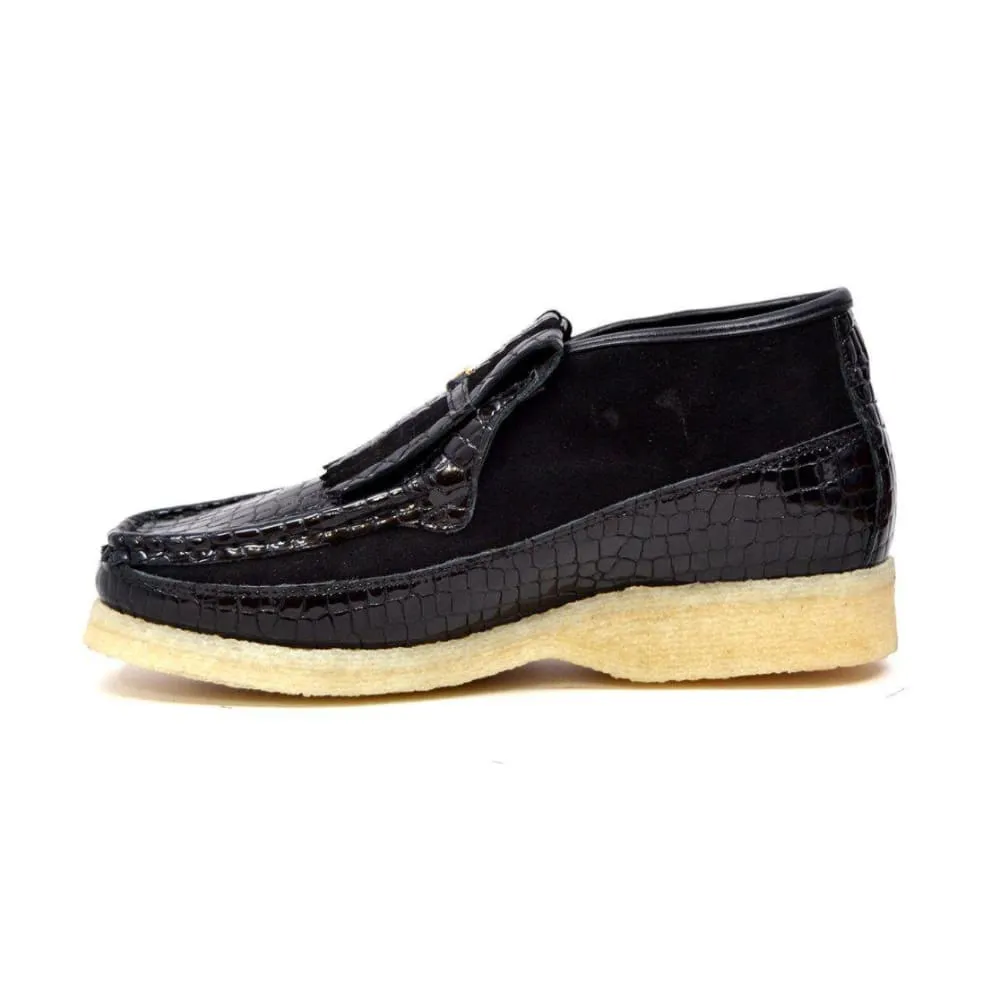 British Walkers Apollo Croc Men's Crocodile Leather and Suede Slip On Crepe Sole