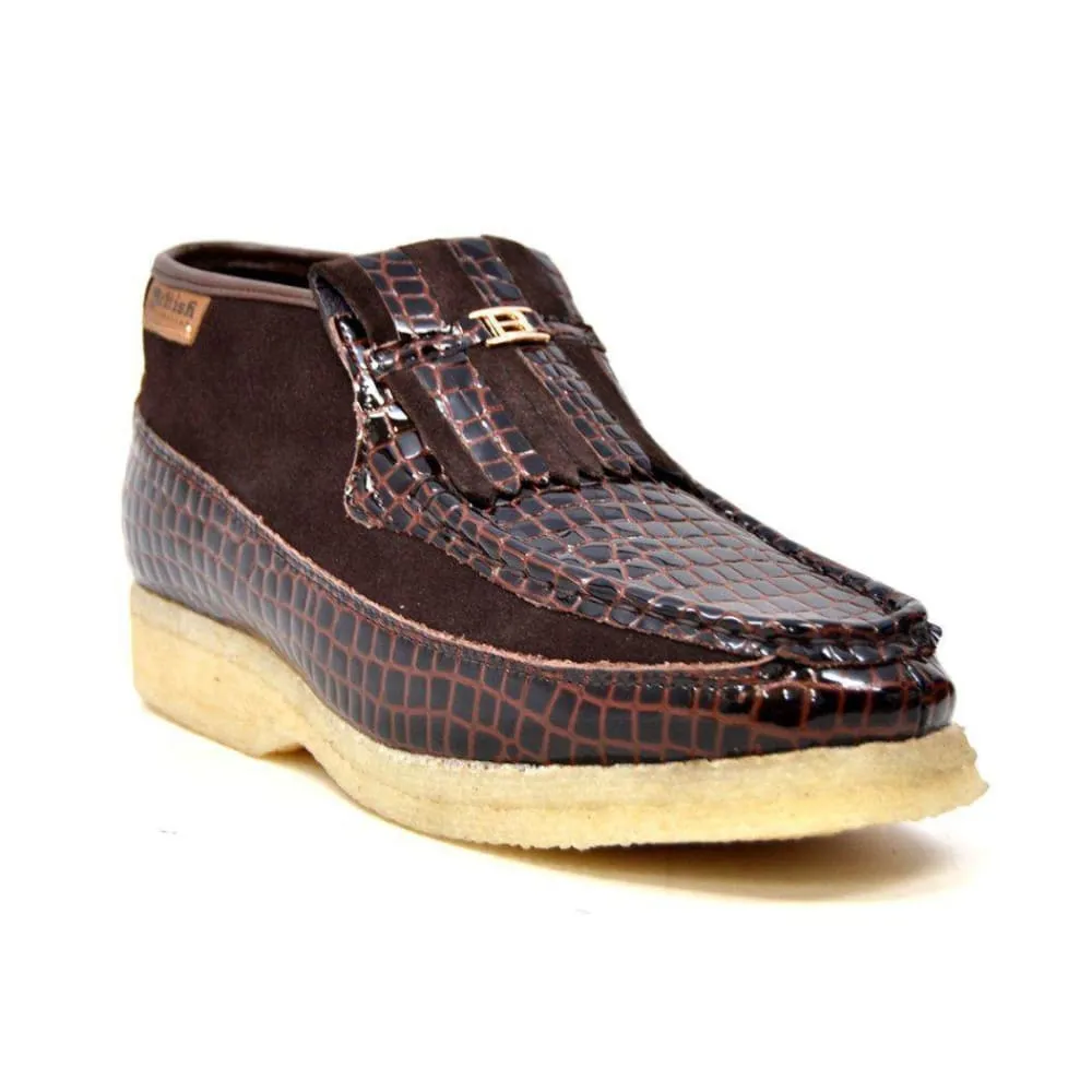 British Walkers Apollo Croc Men's Crocodile Leather and Suede Slip On Crepe Sole