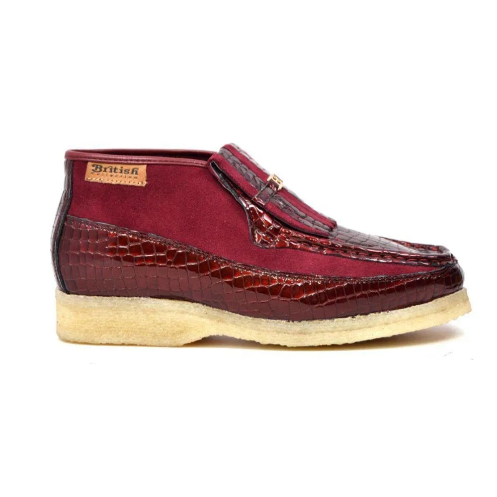 British Walkers Apollo Croc Men's Crocodile Leather and Suede Slip On Crepe Sole