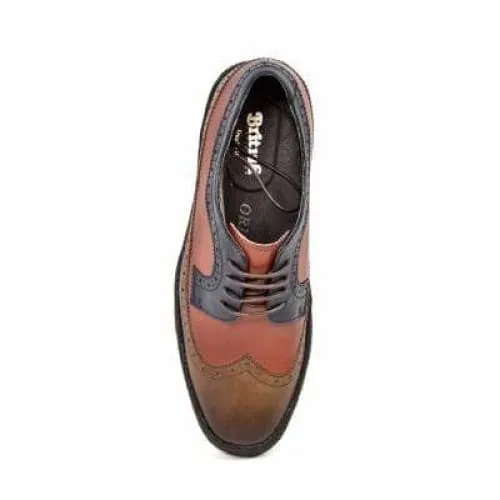 British Walkers Wingtip Men's 3 Tone Brown Rust and Navy Leather Oxfords