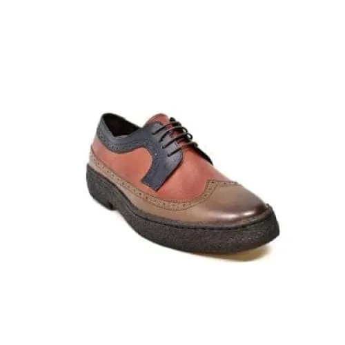 British Walkers Wingtip Men's 3 Tone Brown Rust and Navy Leather Oxfords