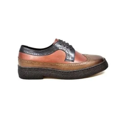 British Walkers Wingtip Men's 3 Tone Brown Rust and Navy Leather Oxfords