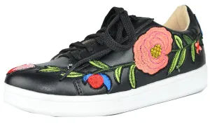 Chase & Chloe Women's Floral Embroidered Platform Fashion Sneakers