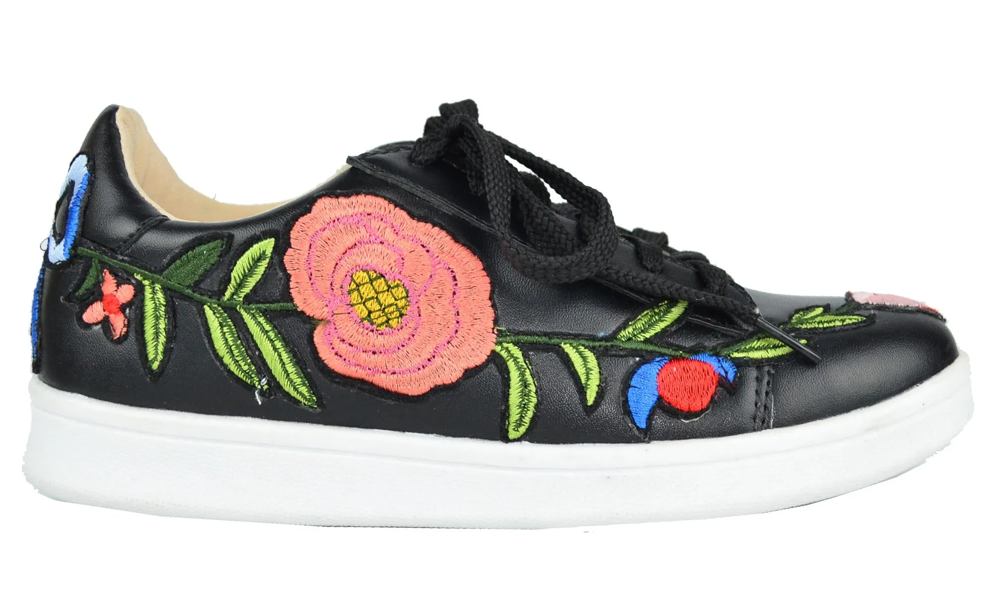 Chase & Chloe Women's Floral Embroidered Platform Fashion Sneakers