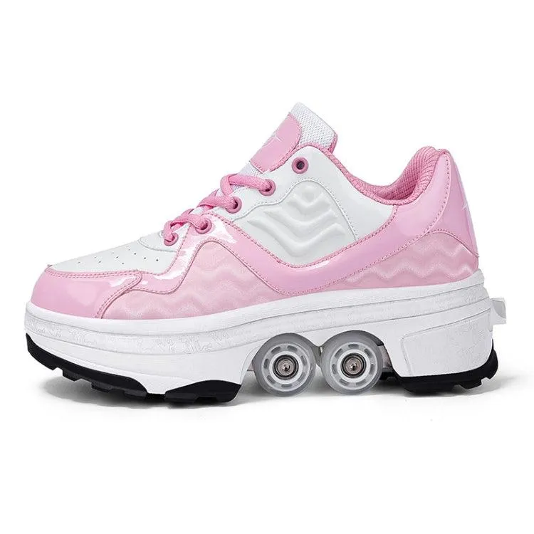 Children's Convertible Sneakers and Roller Skates with Retractable Wheels