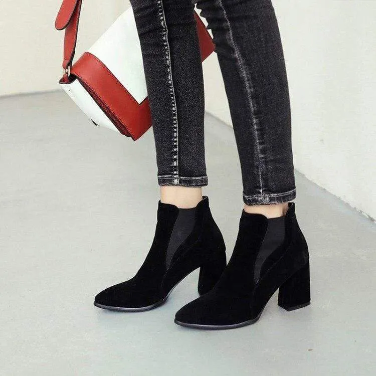 Classy Faux Suede Ankle Boots for Women