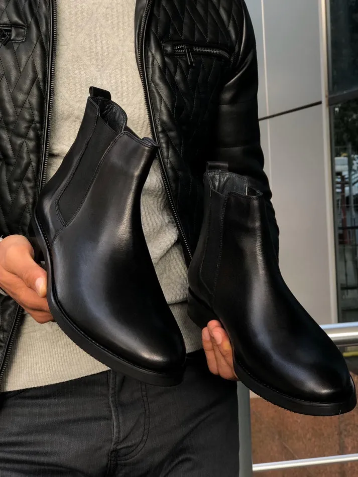 Classy Leather High Ankle-Length Chelsea Boots-JonasParamount