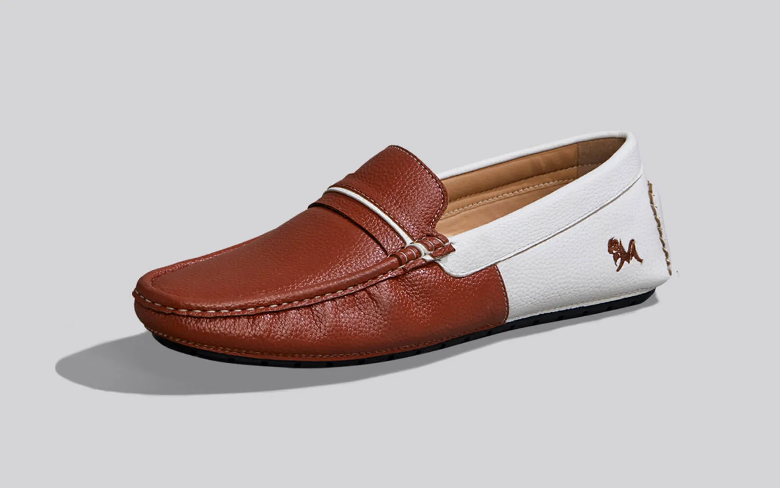 Color Block Loafers : White-Tan