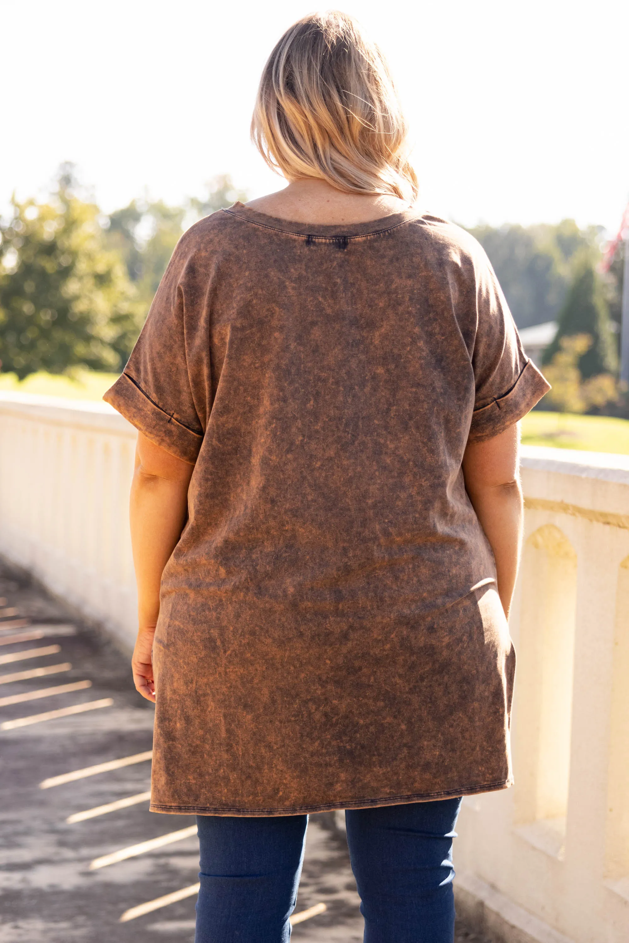 Comfy Travels Top, Americano Mineral Wash