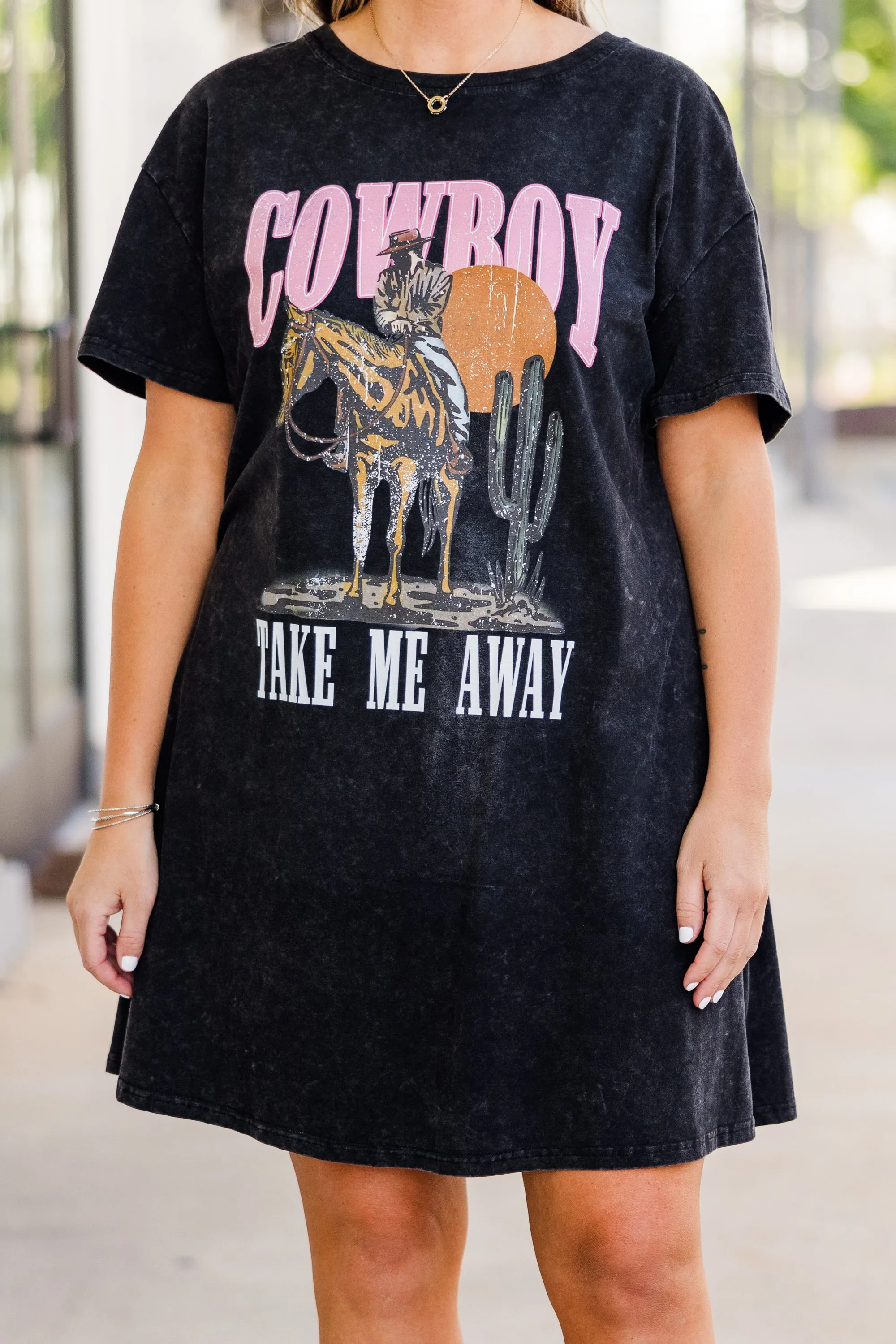 Cowboy Take Me Away T-Shirt Dress, Black