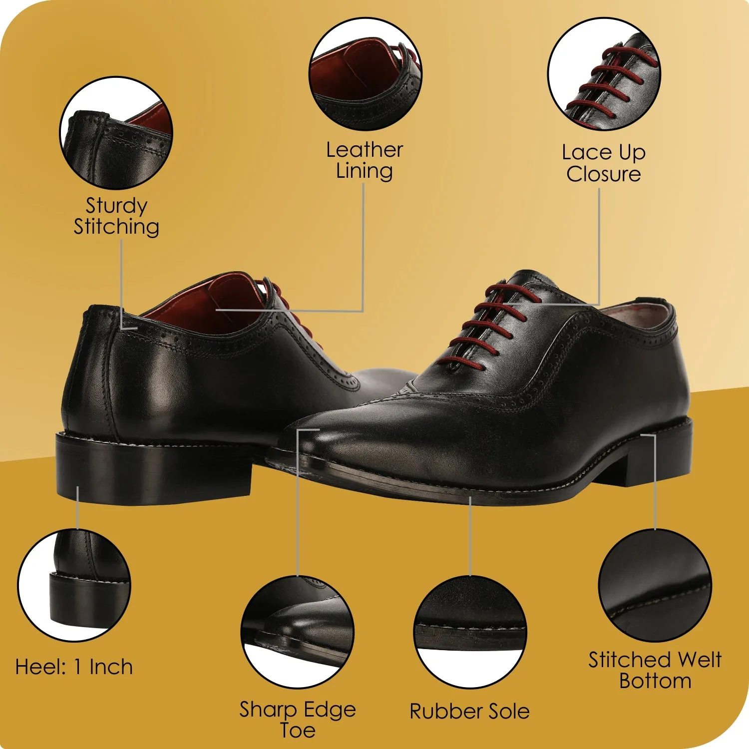 Debonair Genuine Leather Oxford Style Dress Shoes For Men