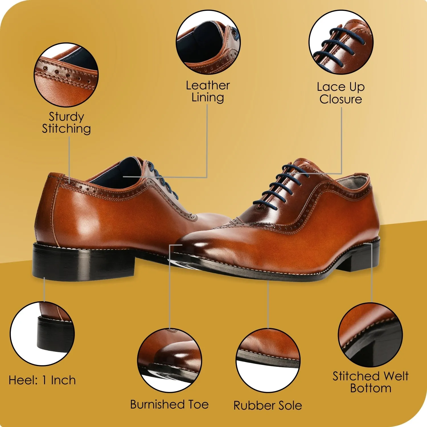 Debonair Genuine Leather Oxford Style Dress Shoes For Men