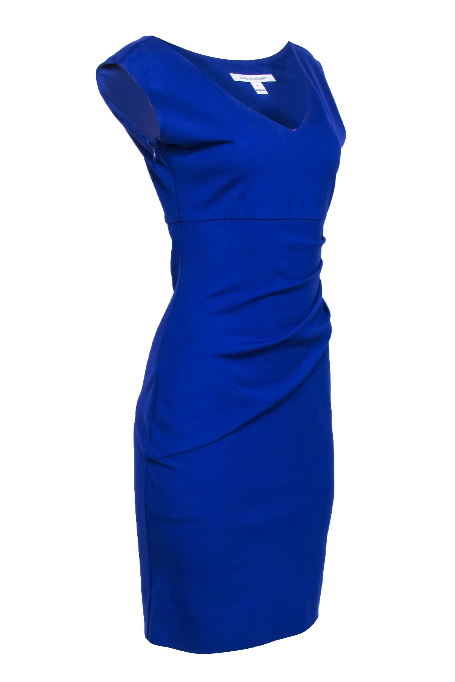 Diane von Furstenberg - Cobalt Fitted Sheath Dress w/ Gathered Waistline Sz 6