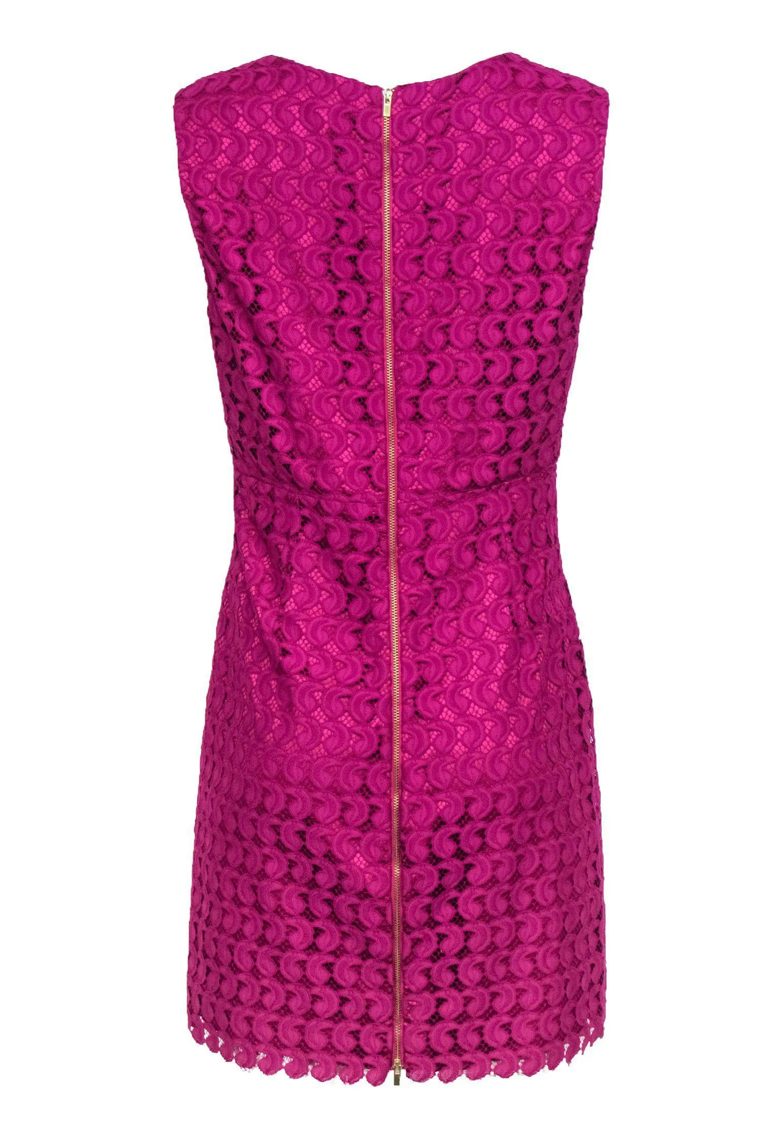 Diane von Furstenberg - Fuchsia Lace Sheath Dress w/ Pockets Sz 8