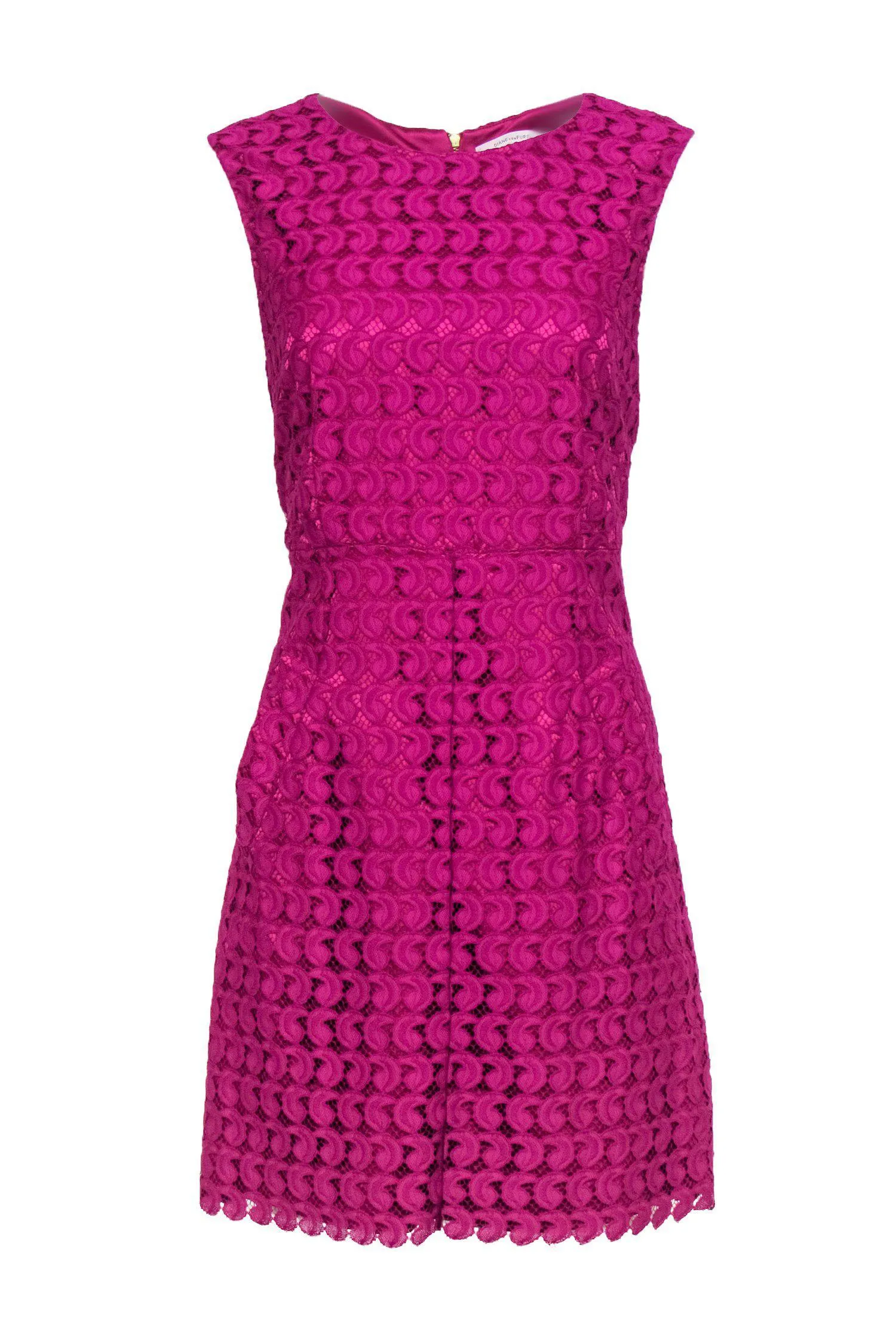 Diane von Furstenberg - Fuchsia Lace Sheath Dress w/ Pockets Sz 8