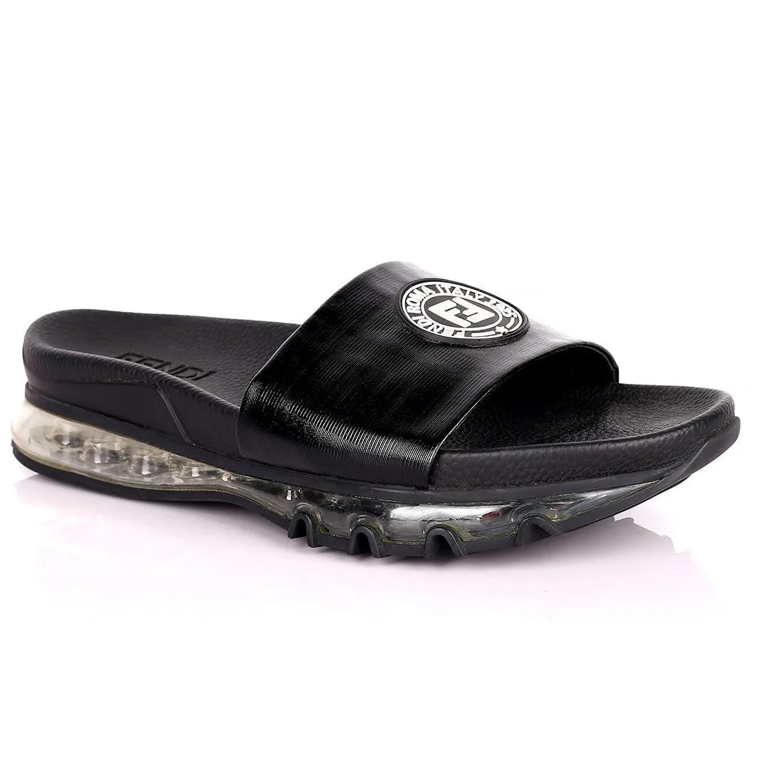 Fend Elegant Sneakers Sole Designed Black Slippers