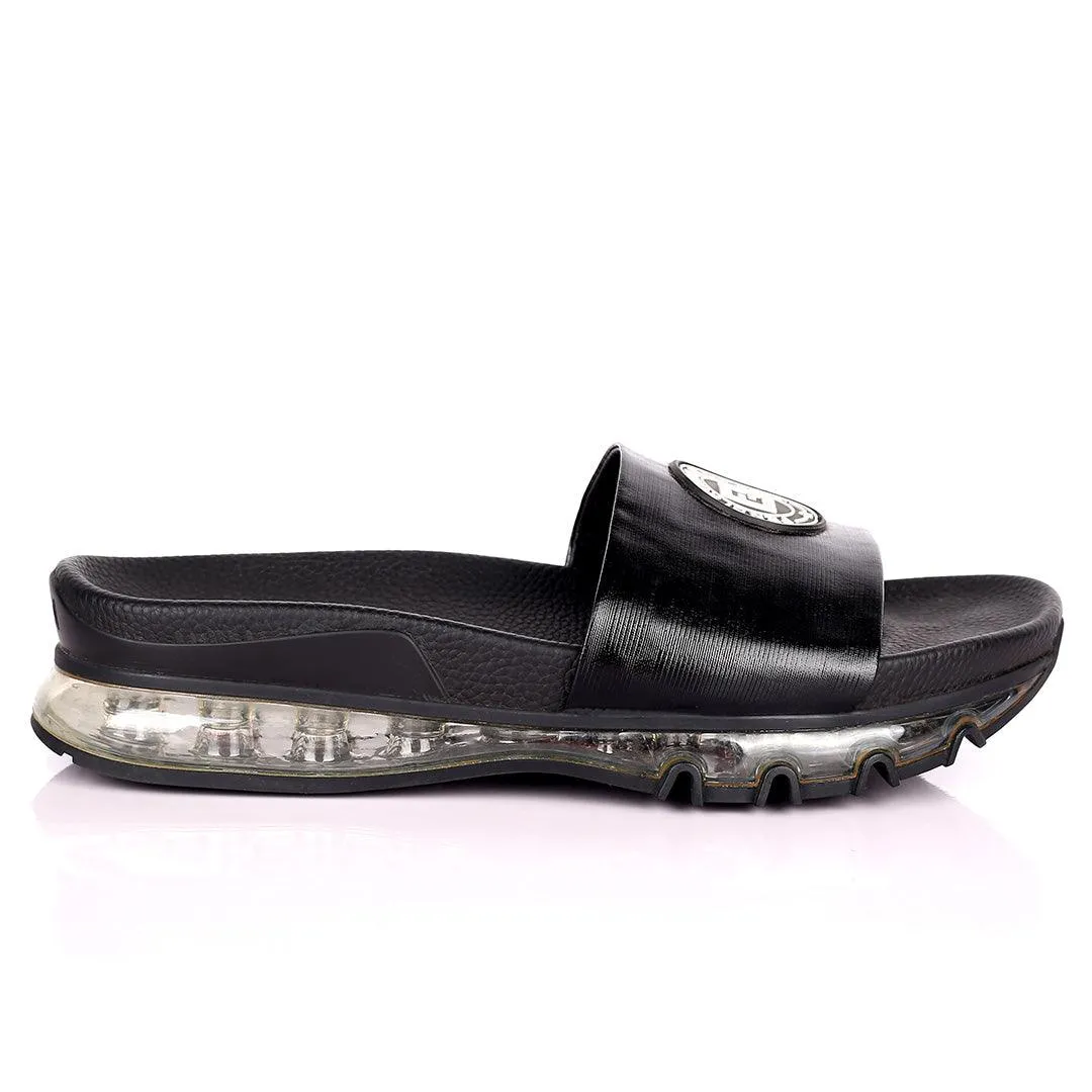 Fend Elegant Sneakers Sole Designed Black Slippers