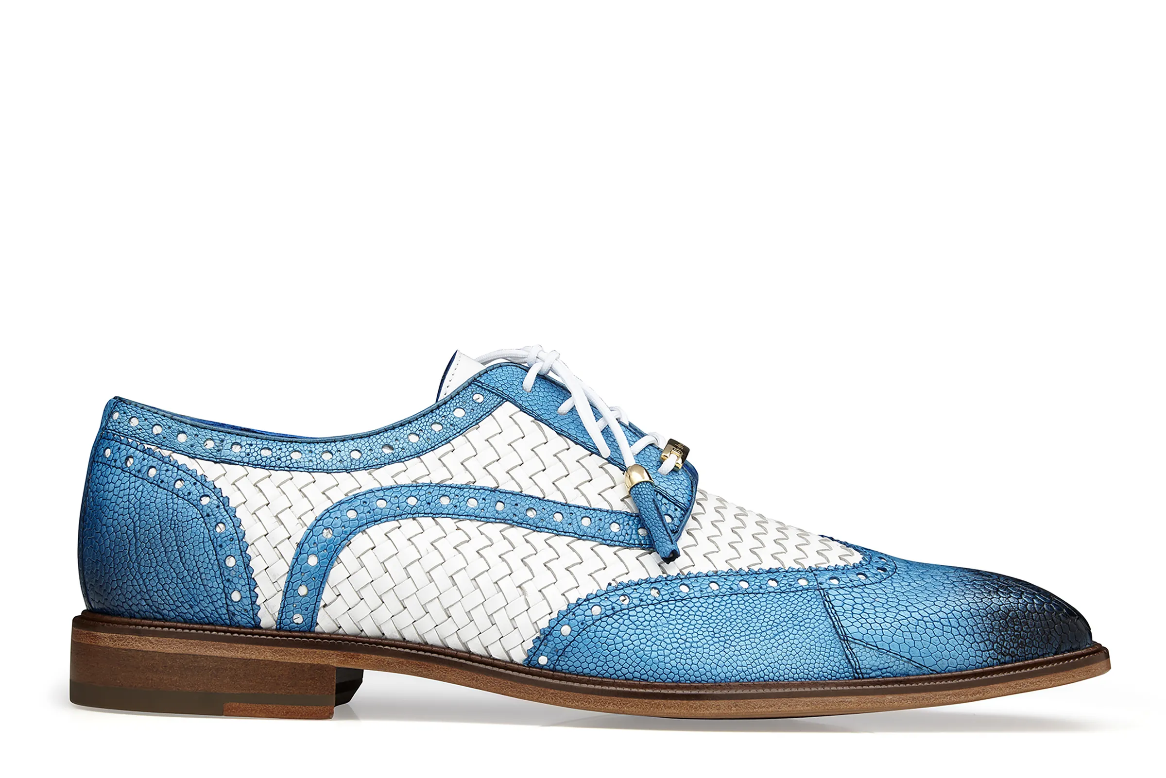 Gerry Belvedere Ostrich White/Blue woven oxfords