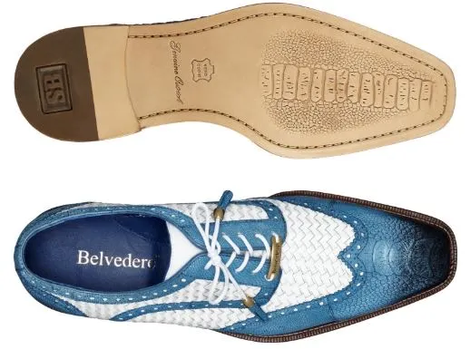 Gerry Belvedere Ostrich White/Blue woven oxfords