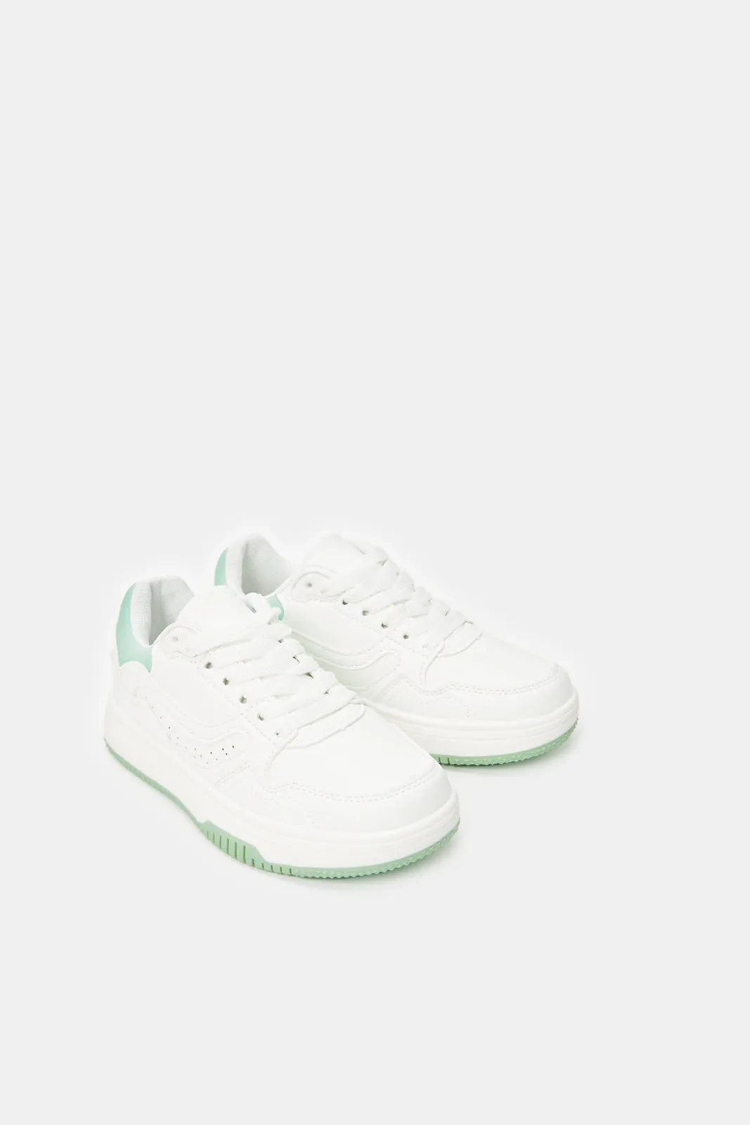 Girls White Textured Sneakers