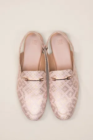 Gold Brocade Slingback Loafers