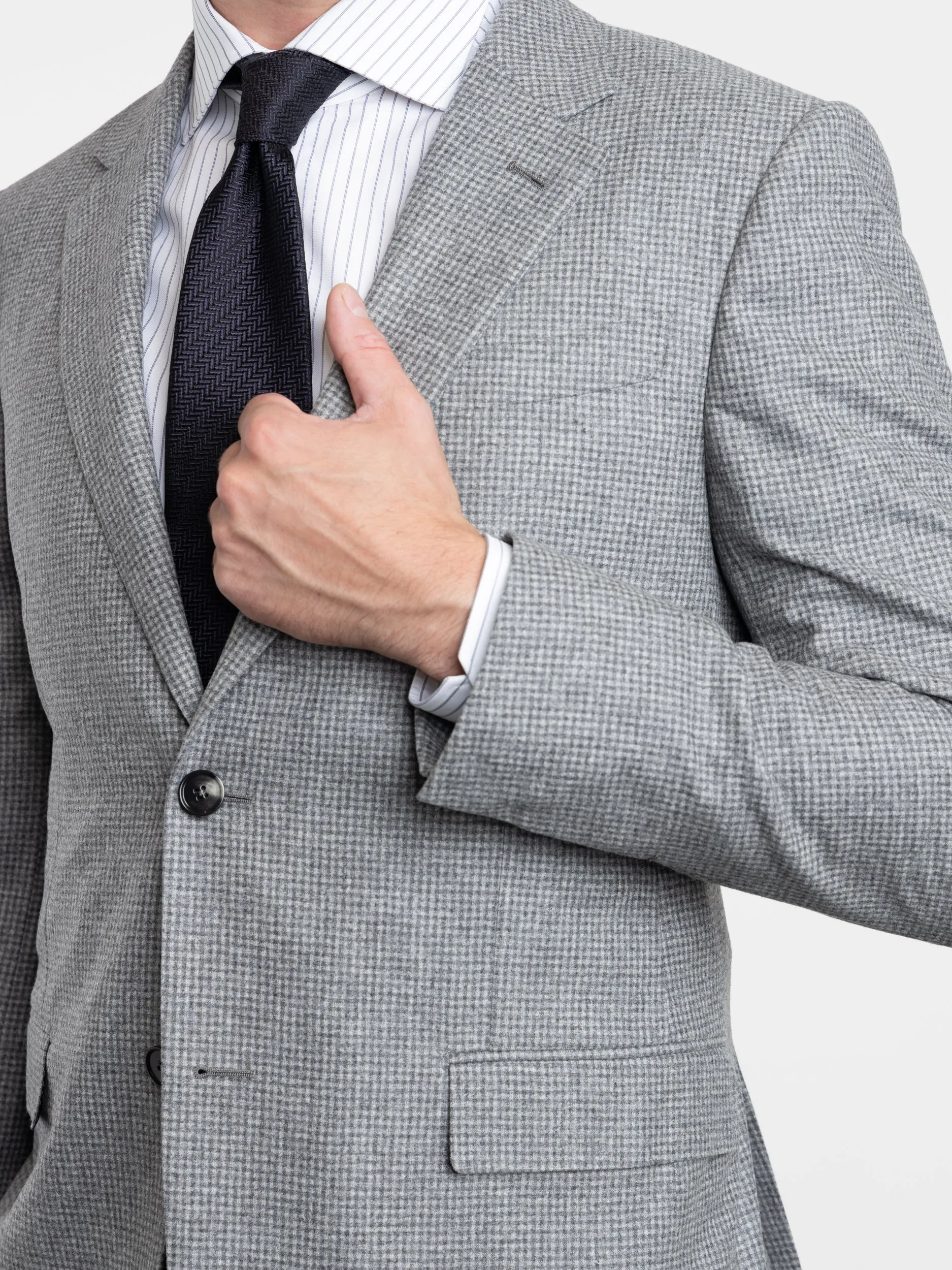 Grey Check Wool-Silk-Cashmere Suit