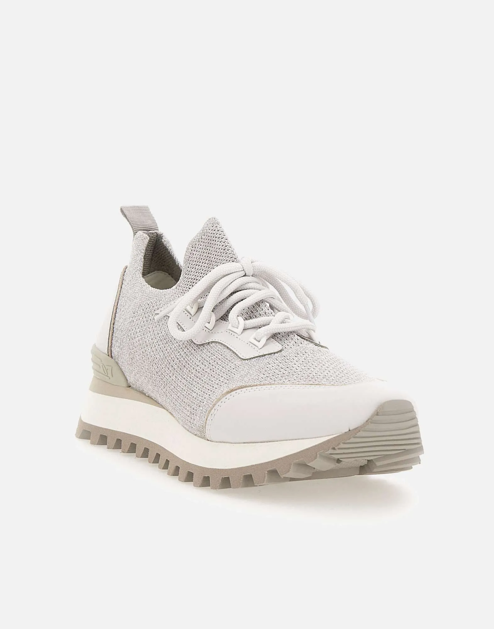 Grey Fabric Leather Sneakers Made in Italy